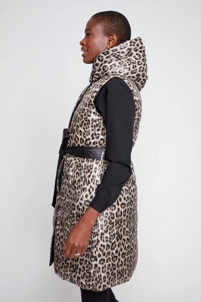 Reversible Cheetah Print Belted Quilted Vest. Style REN3964R-E3121