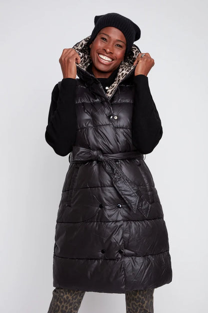 Reversible Cheetah Print Belted Quilted Vest. Style REN3964R-E3121