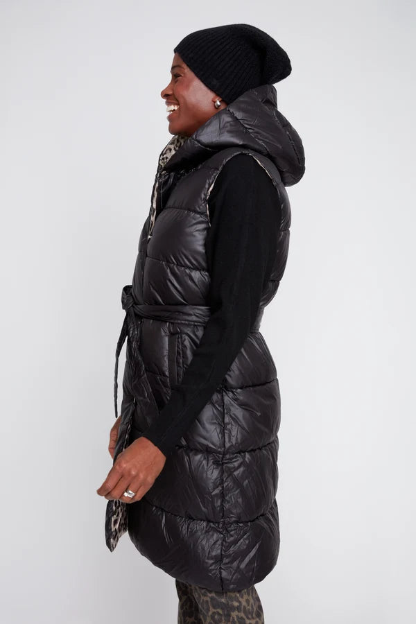 Reversible Cheetah Print Belted Quilted Vest. Style REN3964R-E3121