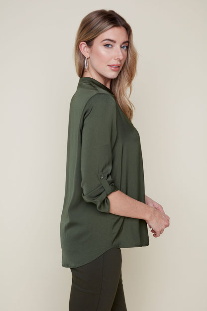 Notch Neck Front Pleat Top. Style REN5067-248