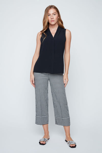 V-Neck Pleated Front Sleeveless Blouse. Style REN5222-363