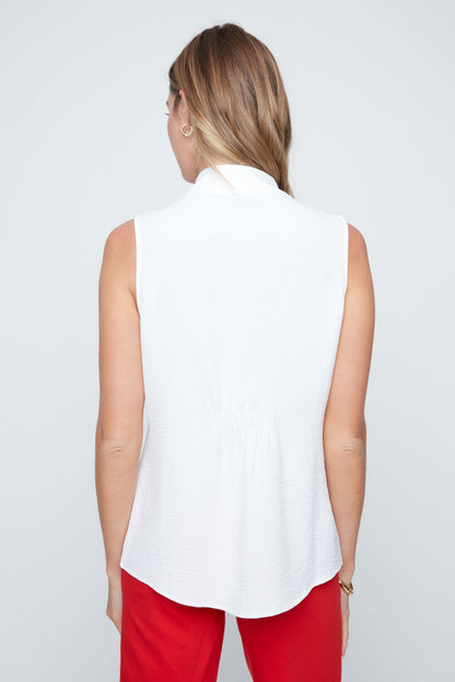 V-Neck Pleated Front Sleeveless Blouse. Style REN5222-363
