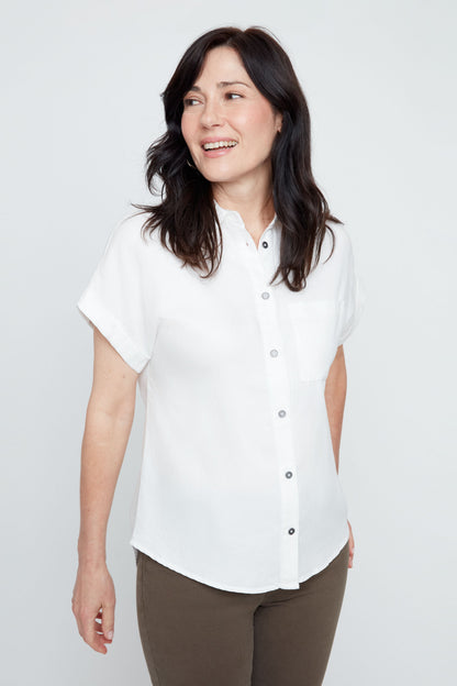 Collared Button Front Coloured Blouse. Style REN5232-E3073