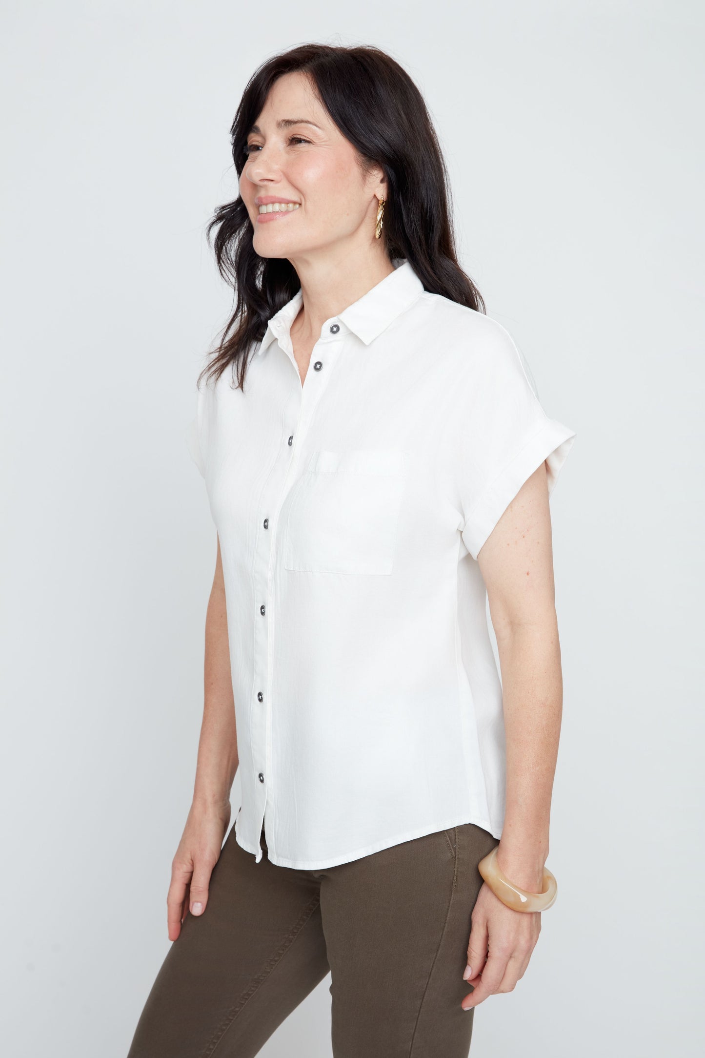 Collared Button Front Coloured Blouse. Style REN5232-E3073