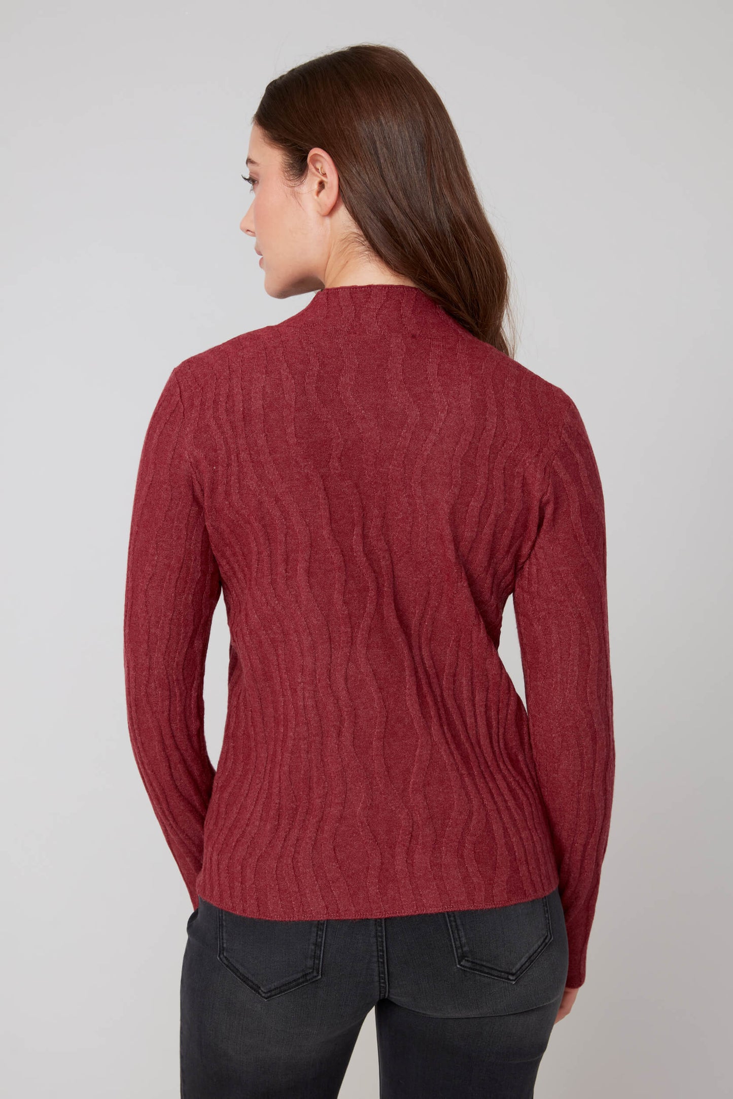 Mock Neck Wavy Texture Top. Style REN6909-4301