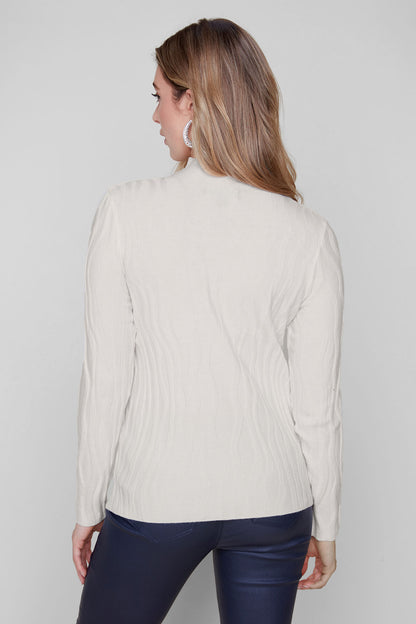 Mock Neck Wavy Texture Top. Style REN6909-4301