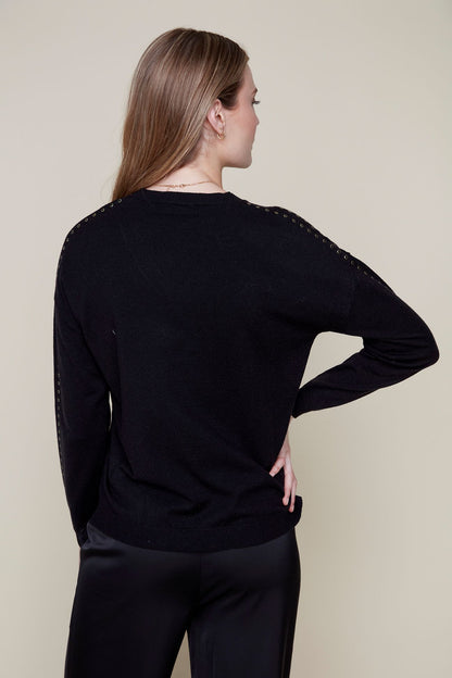 Gold Grommet Sleeves Lightweight Sweater. Style REN7771-48K