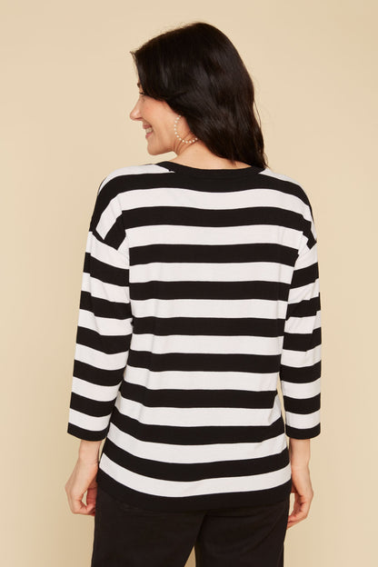 Striped & Polka Dot Lightweight Sweater. Style RENR6926-3956