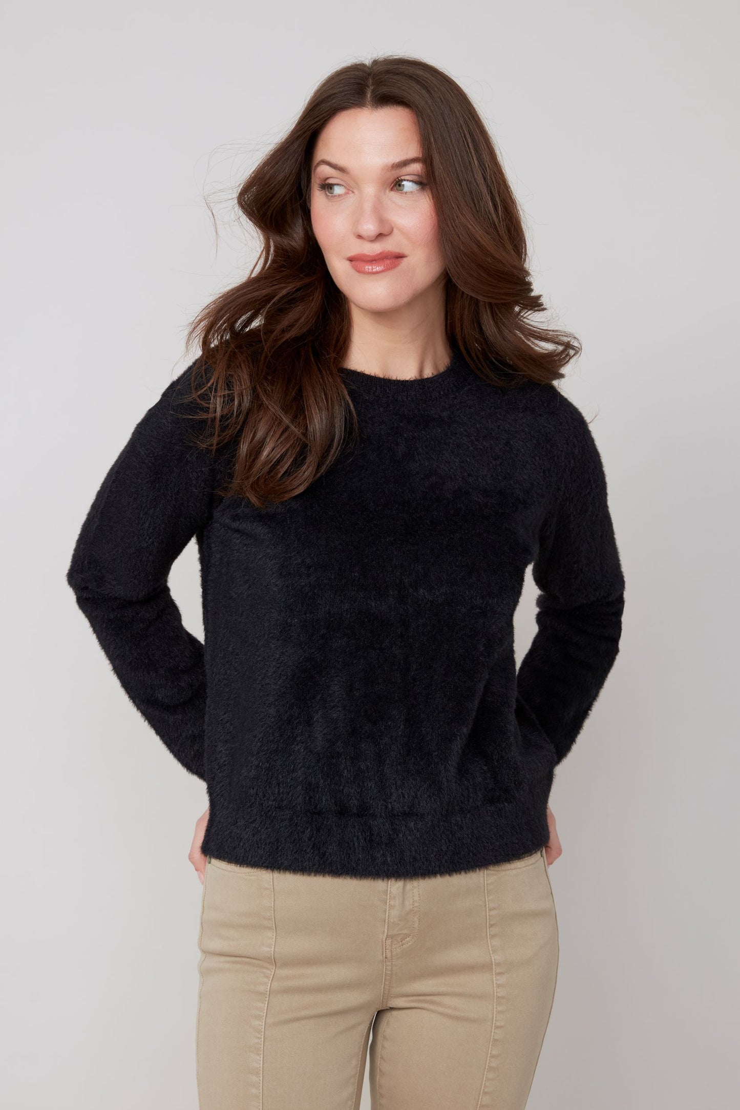 Round Neck Soft Fuzzy Top. Style REN6953-4306
