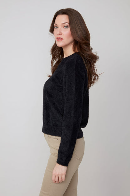 Round Neck Soft Fuzzy Top. Style REN6953-4306