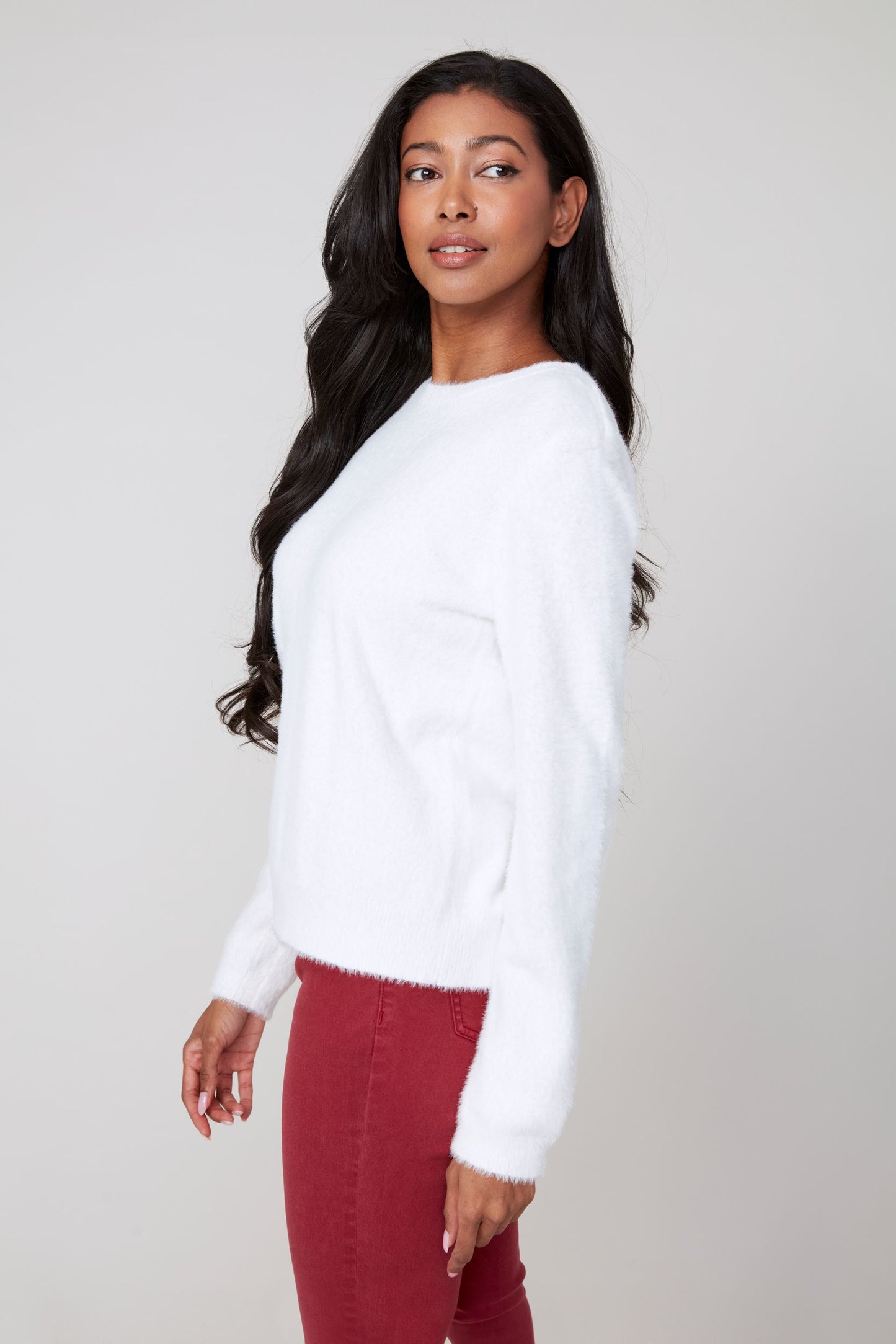 Round Neck Soft Fuzzy Top. Style REN6953-4306