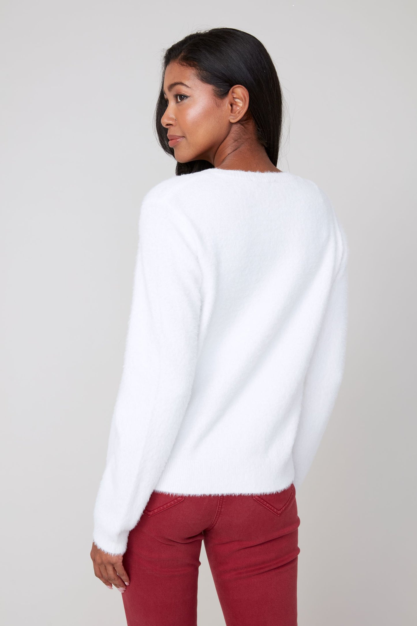 Round Neck Soft Fuzzy Top. Style REN6953-4306