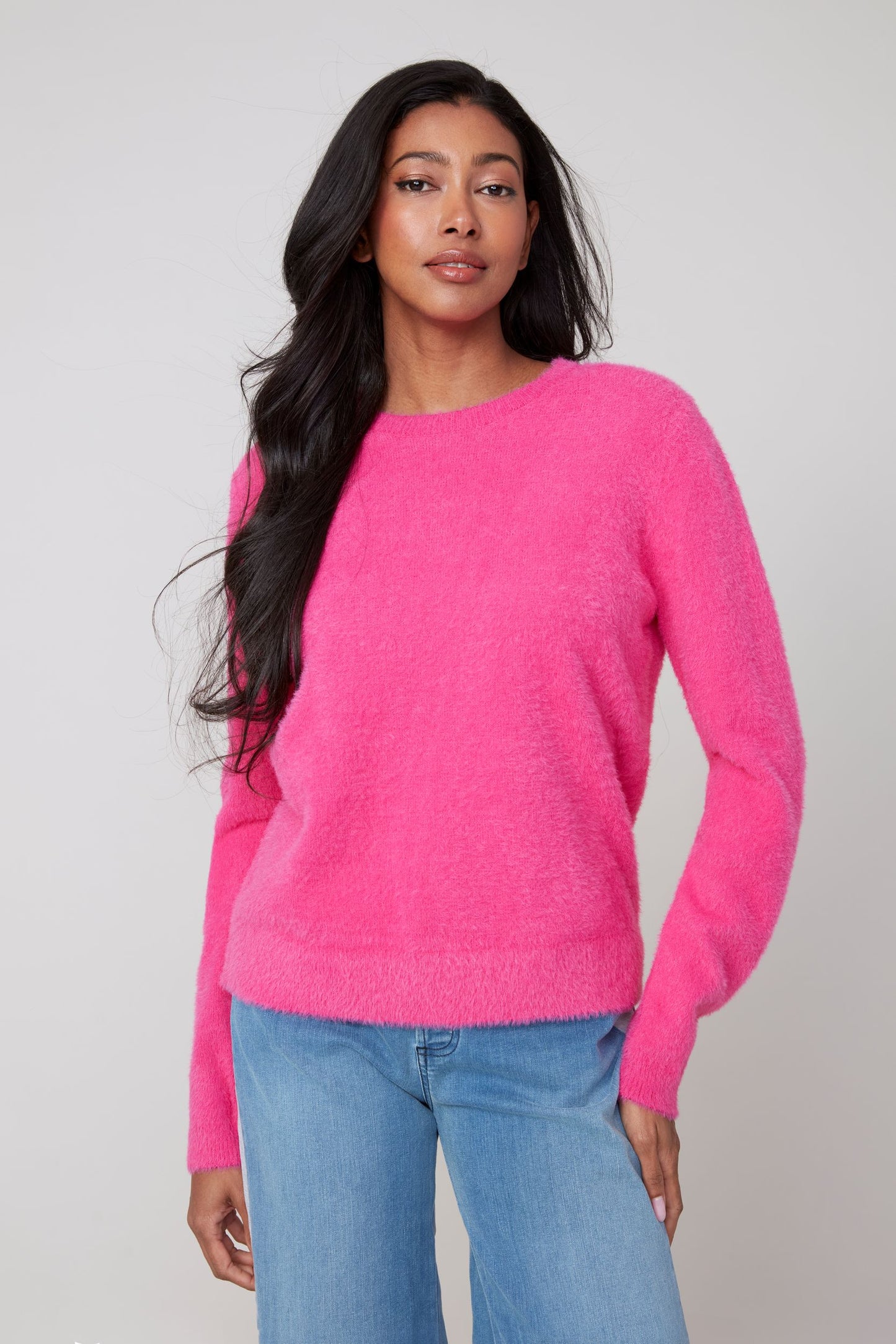 Round Neck Soft Fuzzy Top. Style REN6953-4306