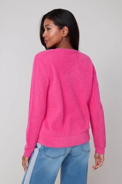Round Neck Soft Fuzzy Top. Style REN6953-4306