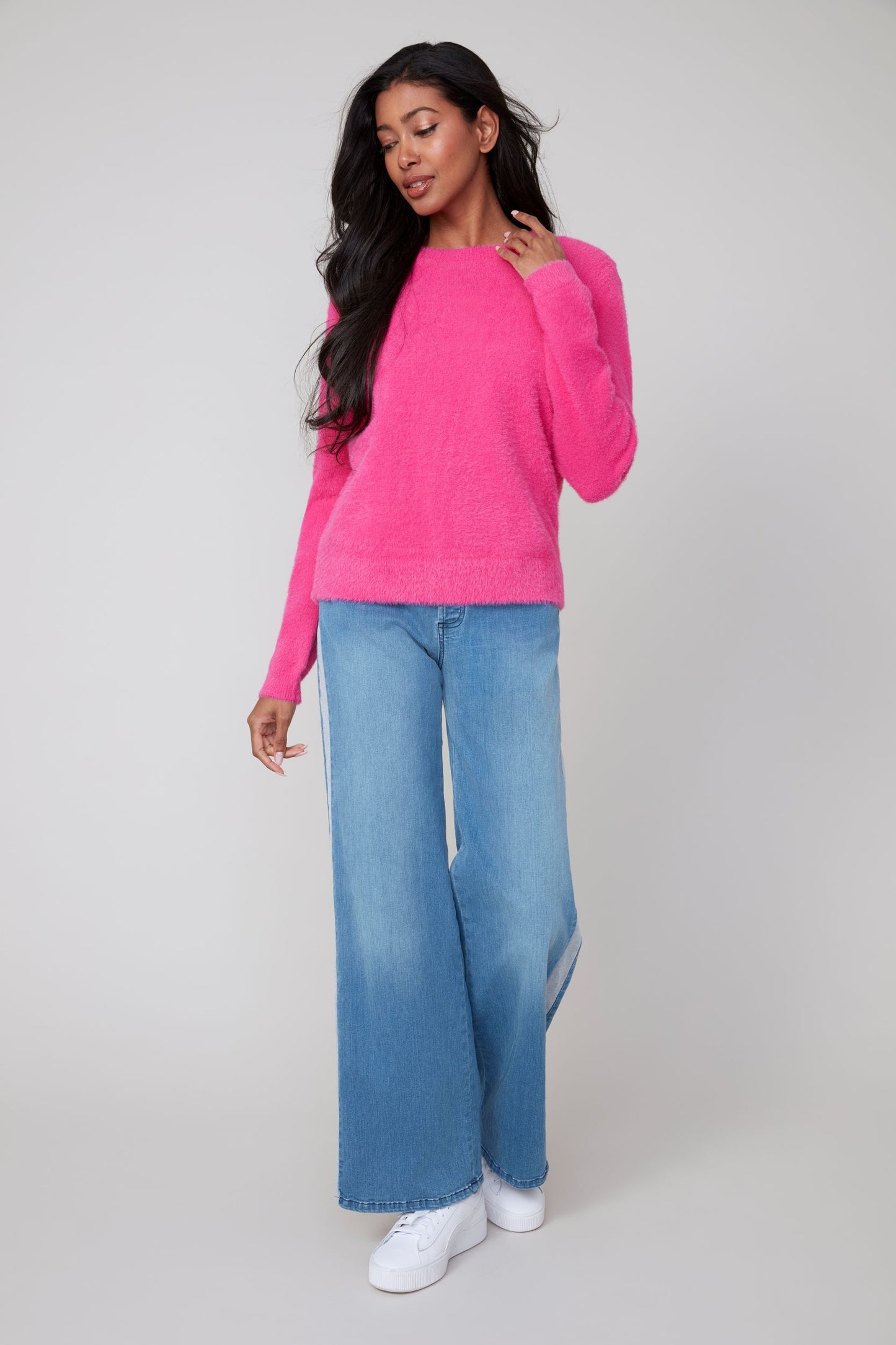 Round Neck Soft Fuzzy Top. Style REN6953-4306