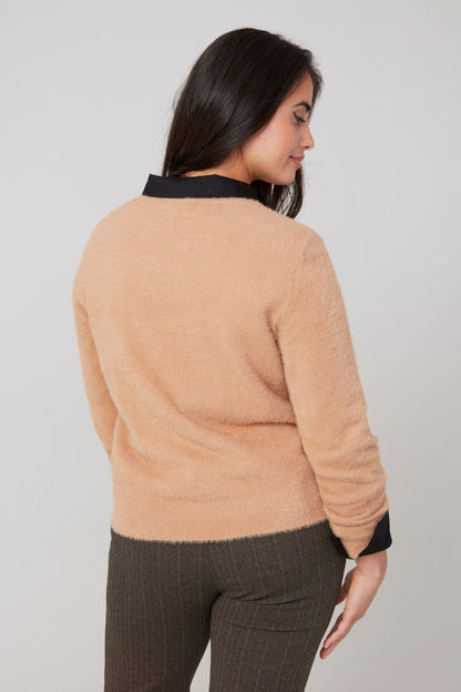 Round Neck Soft Fuzzy Top. Style REN6953-4306
