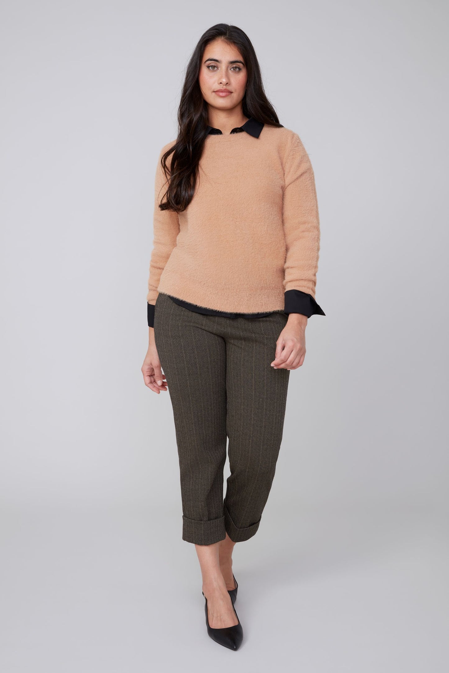 Round Neck Soft Fuzzy Top. Style REN6953-4306