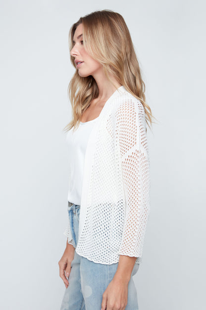 Holey Knit Open Front Short Cardigan. Style REN6980-4489