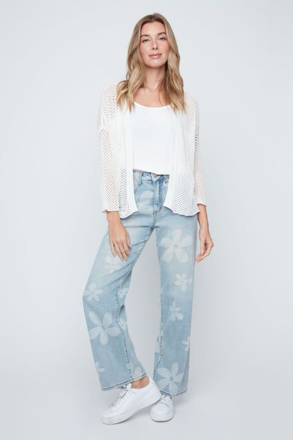 Holey Knit Open Front Short Cardigan. Style REN6980-4489