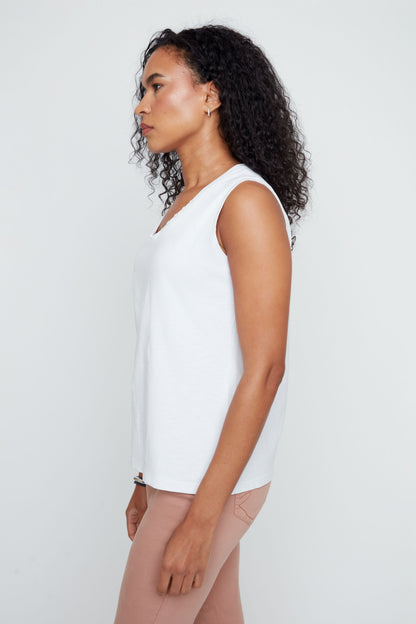 Round Neck with Button Detail Sleeveless Top. Style REN7811-89G