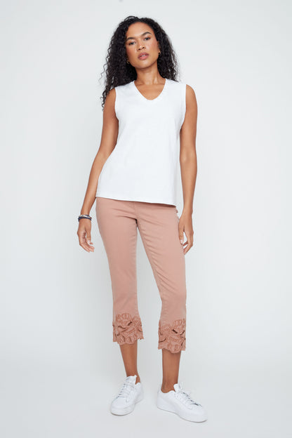 Round Neck with Button Detail Sleeveless Top. Style REN7811-89G
