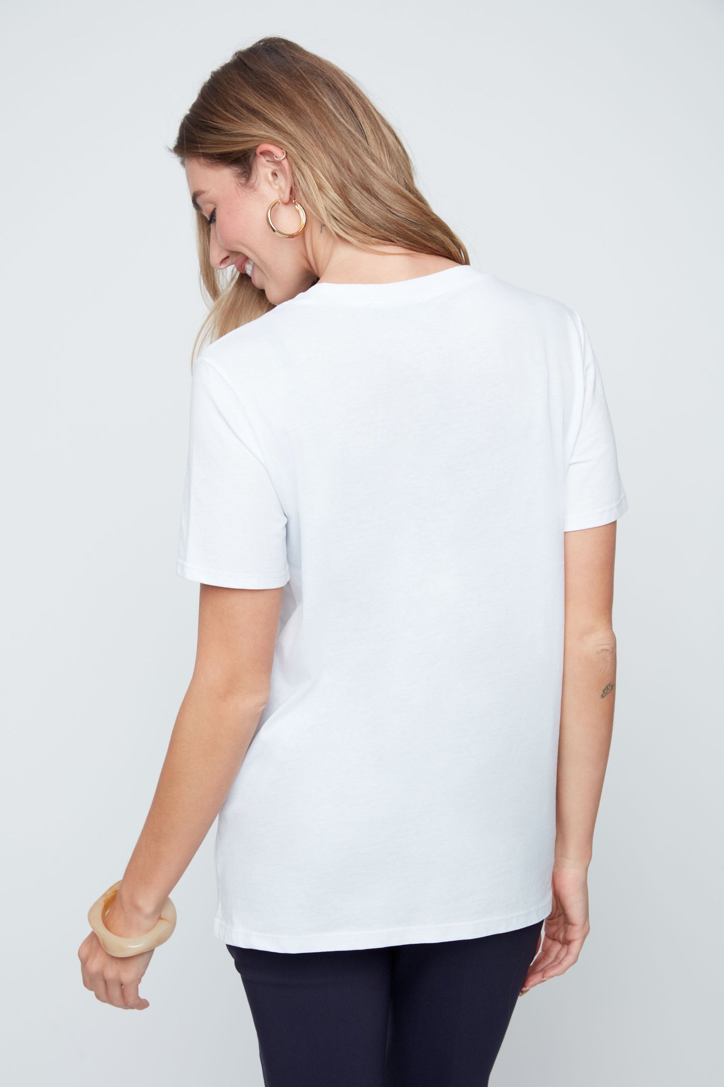 Short Sleeve Round Neck Heart Detail Top. Style REN7819-98G