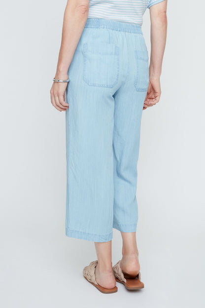 Wide Leg Patch Pockets Pull-On Cropped Pant. Style REN8129-E3076