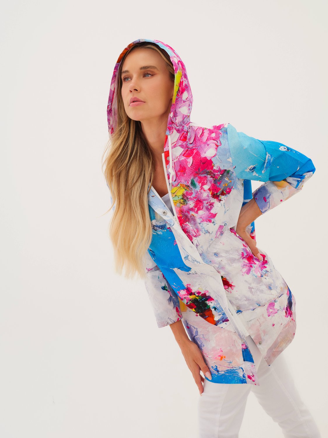 "Summer In Santorini" Artist Print Raincoat. Style DOLC26870