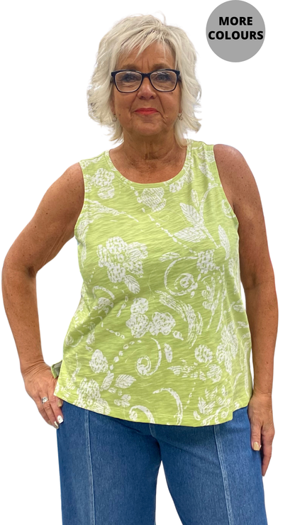 Abstract Print Sleeveless Cotton Top. Style ESC11621