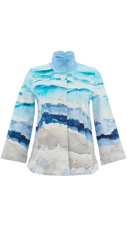 "Seascape" Artist Print Structured Dress Jacket. Style DOLC26616