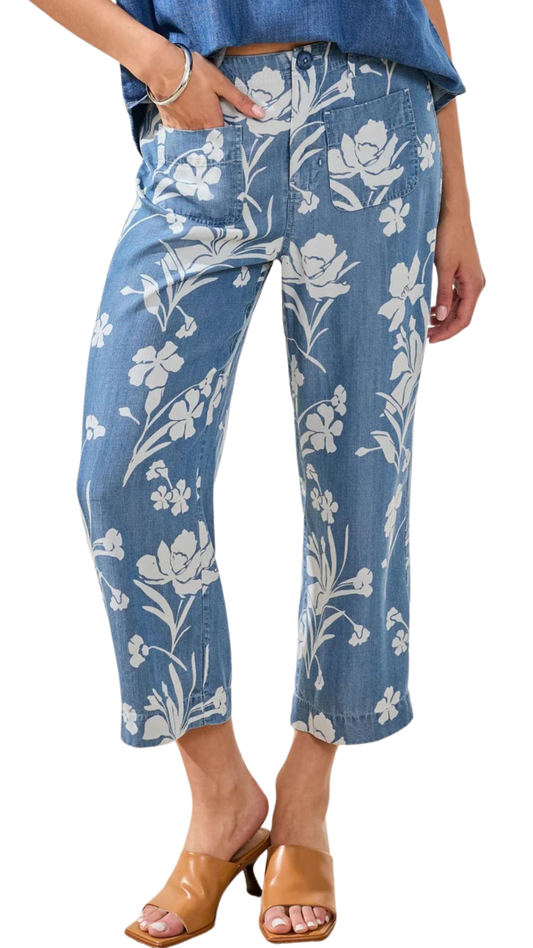 Floral Print Lightweight Cropped Pant. Style TR6142O-4954P