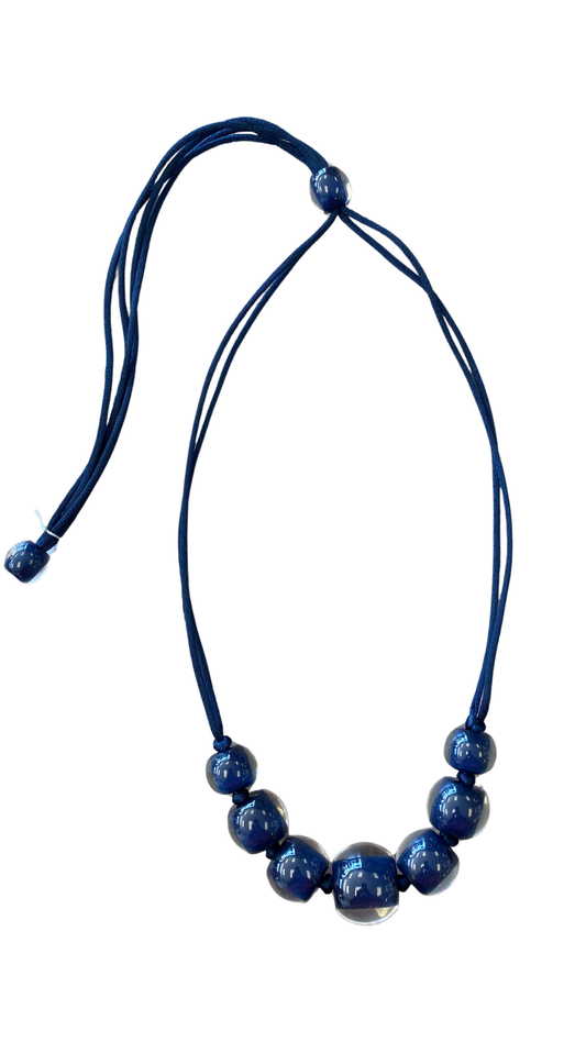 Colourful Beads Collection - Navy Beaded Necklace. Style 40101479166Q07