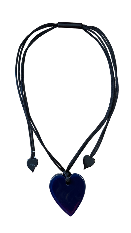 Colourful Statement Collection - Large Navy Heart Pendant Necklace. Style 50602039060Q00