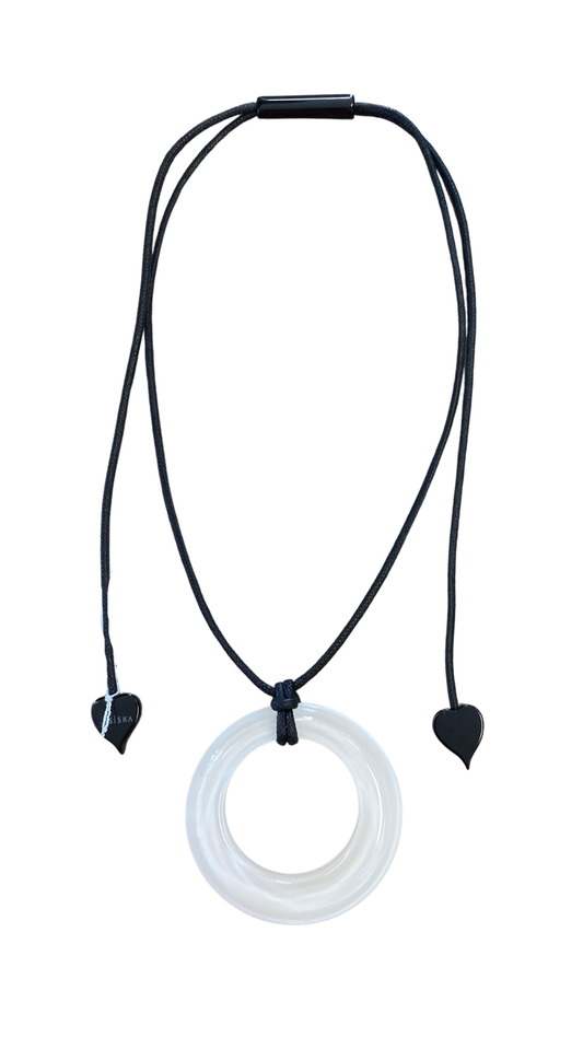 Colourful Statement Collection - White Circular Pendant Necklace. Style 40102249037Q00
