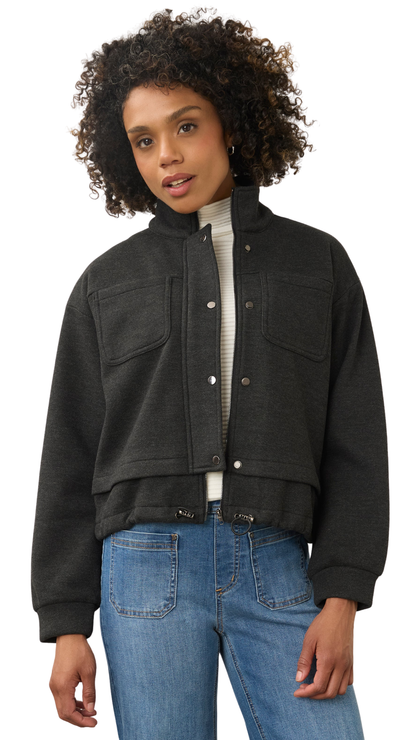 Knit Button Front Bomber Style Jacket. Style FD11103281