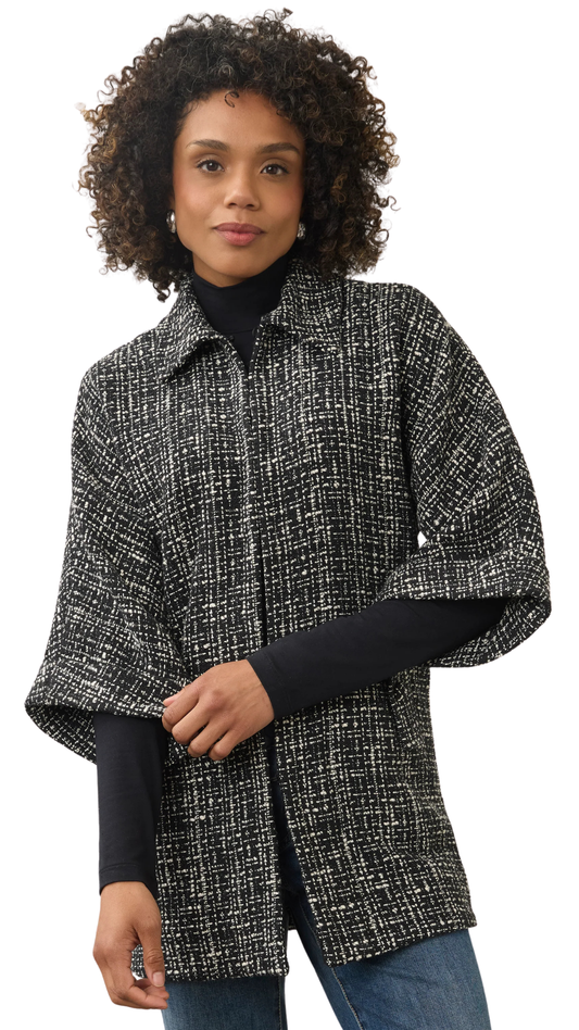 Tweed Poncho Style 3/4 Sleeve Jacket. Style FD11107918