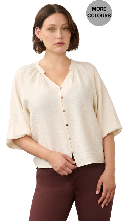 3/4 Sleeve Colorful Button Shirt. Style FD7304869
