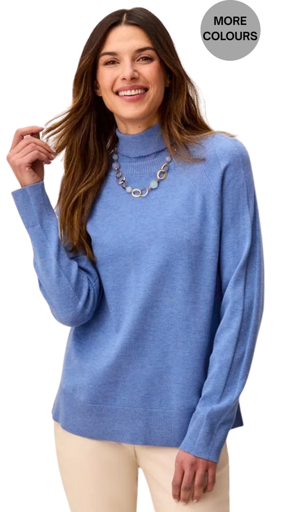 Soft Viscose Blend Long Sleeve Mock Turtleneck Sweater. Style TR3210O-8477