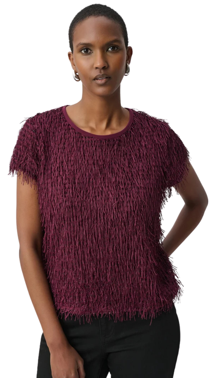 Short Sleeve Round Neck Fringe Top. Style JR264208