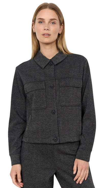 Cropped Herringbone Button Front Jacket. Style SOYA27812