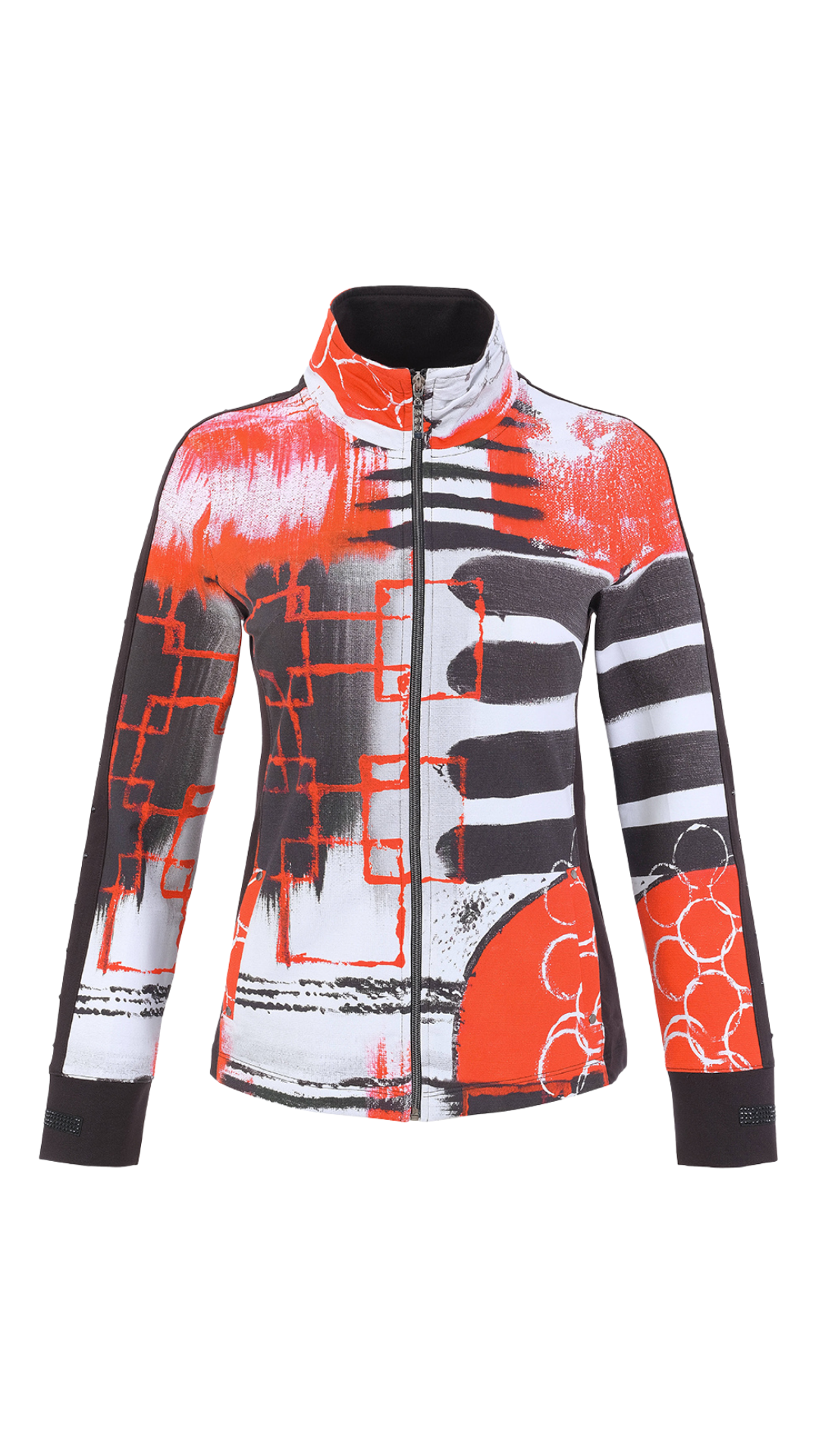 "Geo Stripes" Artist Print Zip Front Jacket. Style DOLC76696