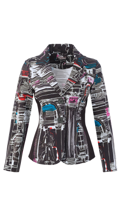 "Trevi" Artist Print Notched Lapel Blazer. Style DOLC76645