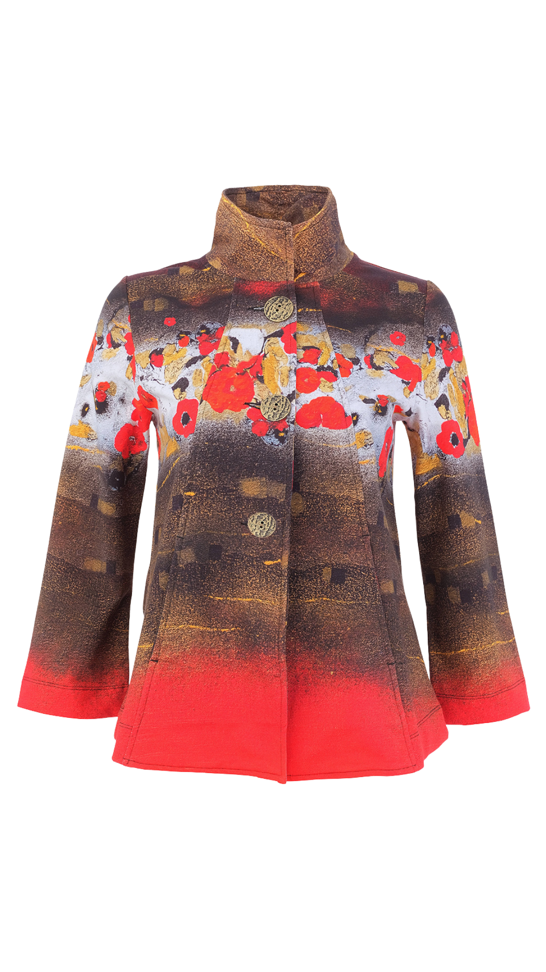 "Ramo De Nubes Rojas" Artist Print Statement Button Front Jacket. Style DOLC76636