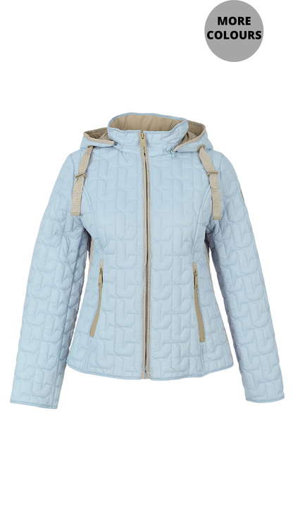 Quilted Lightweight Hooded Zip Front Jacket. Style DOLC76803