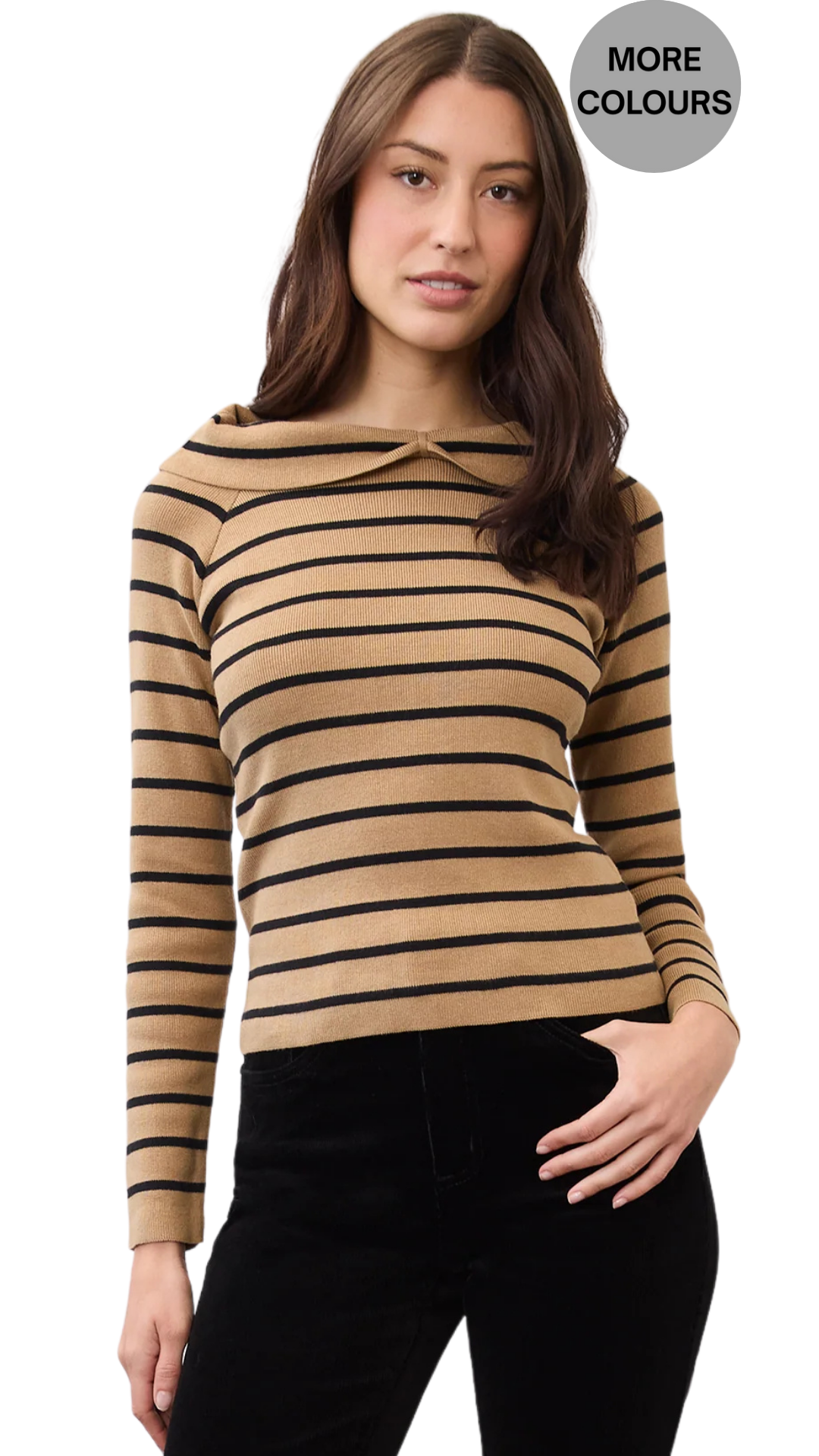 Off Shoulder Long Sleeve Cowl Neck Top. Style FD1983764