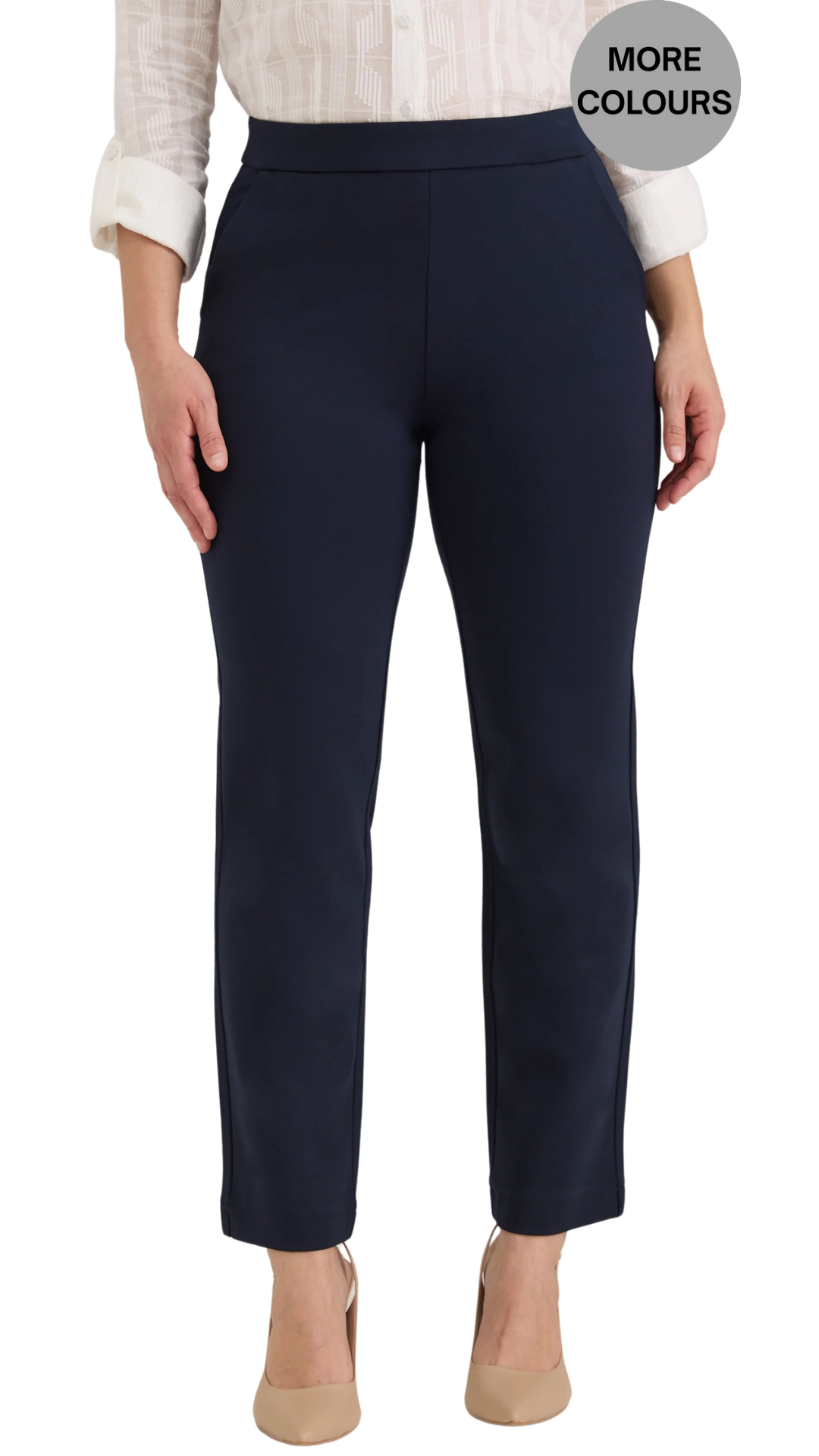 Ponte Pull-On Straight Leg Ankle Length Pant. Style FD2250396