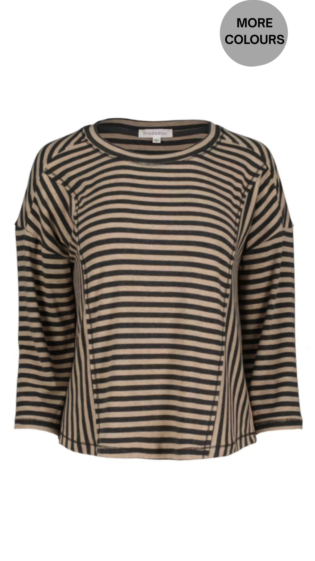 Striped Panel Center Crew Neck Top. Style MOG-A6405