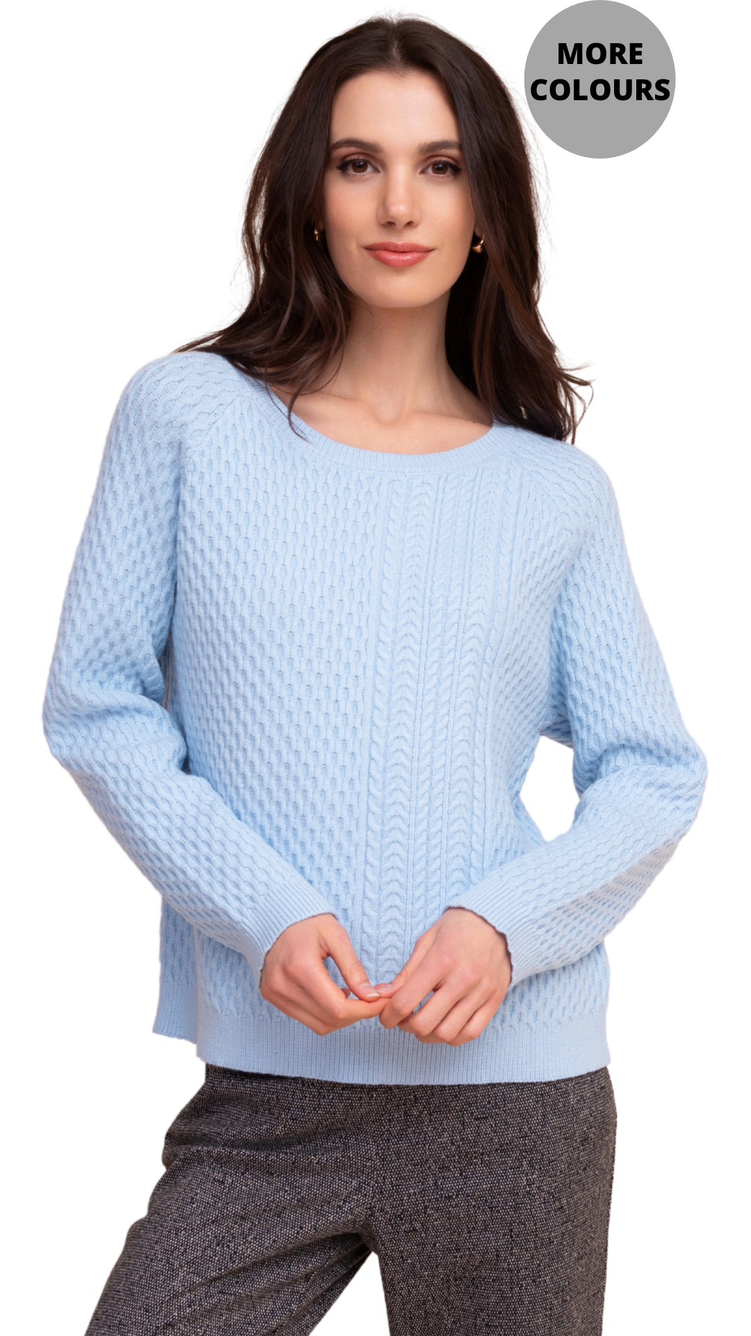Round Neck Cable Knit Long Sleeve Sweater. Style ALS48010