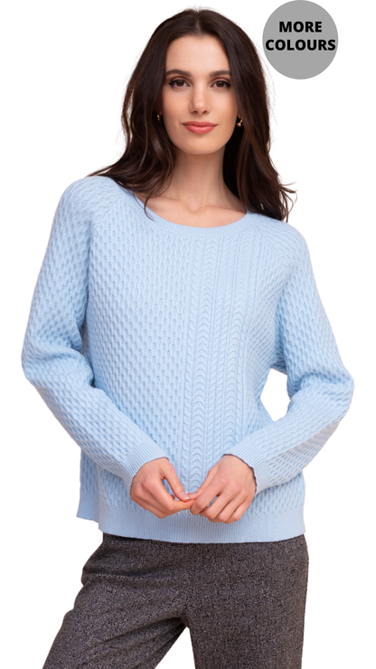 Round Neck Cable Knit Long Sleeve Sweater. Style ALS48010