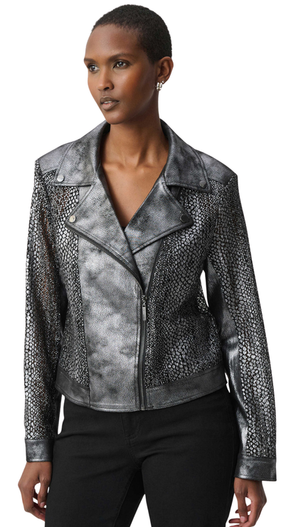 Foiled Faux Suede Moto Jacket. Style JR262902
